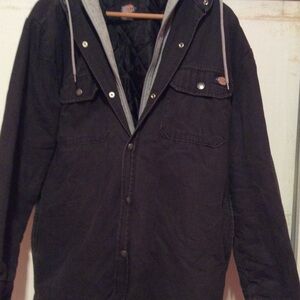 Dickies Men's Charcoal Hooded Shirt Jacket